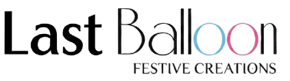 Logo of 'Last Balloon Festive Creations' with colorful text on a white background
