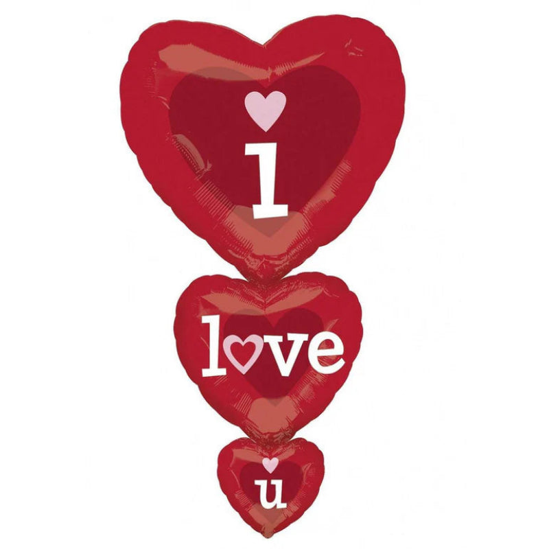 Red heart-shaped balloon with 'I love u' 