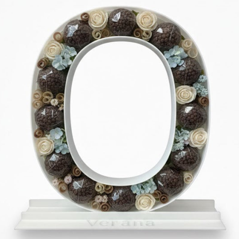 Decorative letter 'O' with a white base 