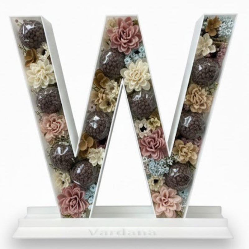 Decorative letter 'W' with floral design 