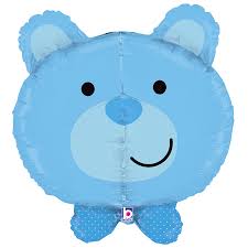 27 INCH BLUE BEAR FACE BABY BOY