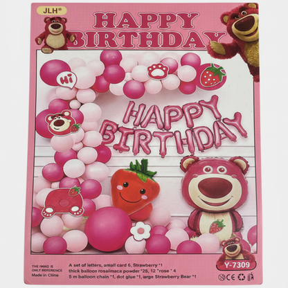 Strawberry Bear Theme Birthday Party Pack