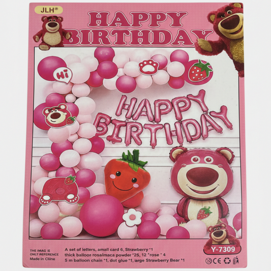 Strawberry Bear Theme Birthday Party Pack